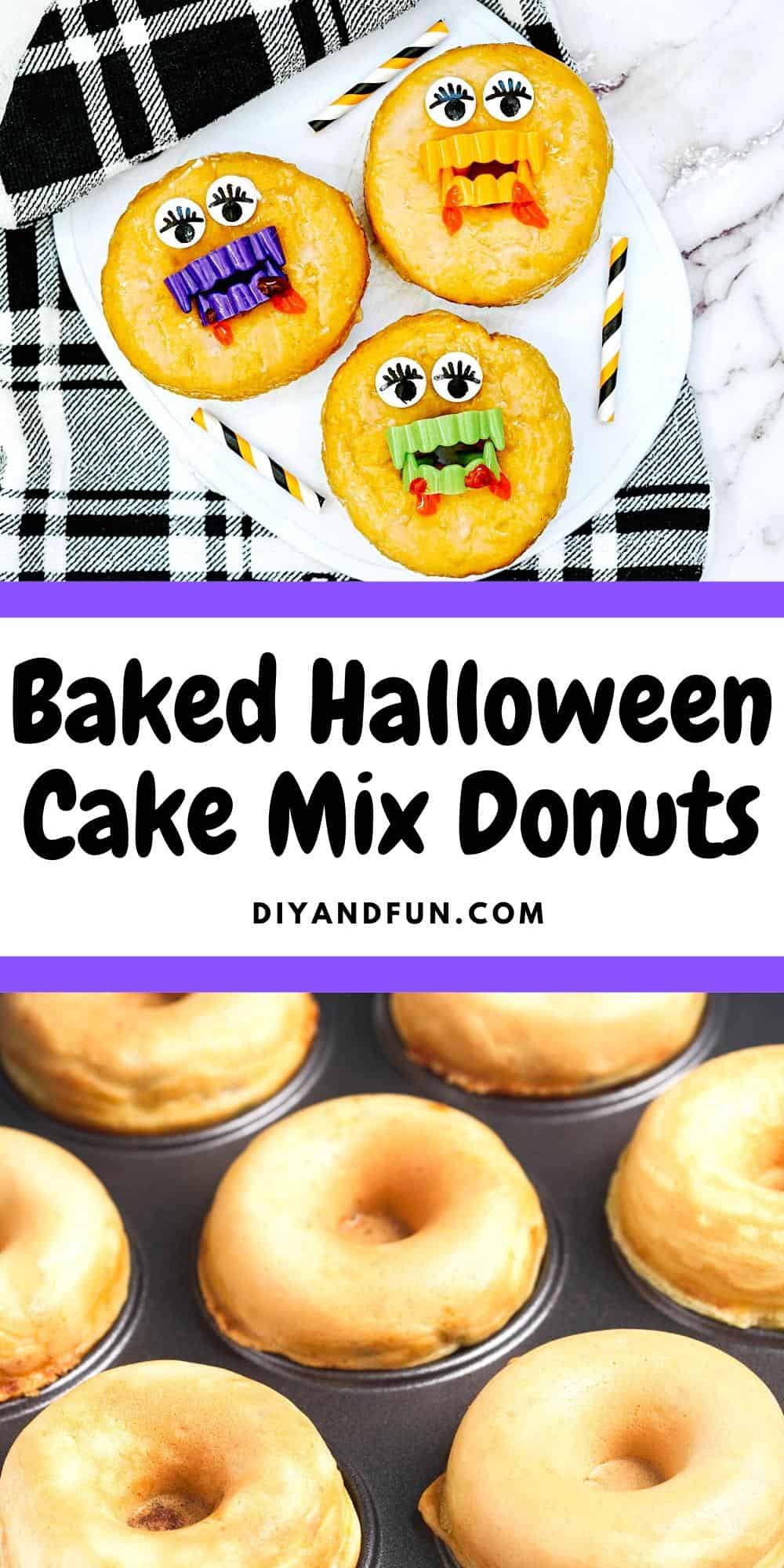 Baked Halloween Cake Mix Donuts