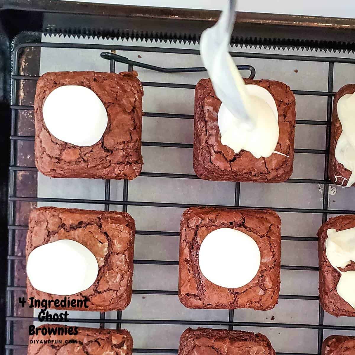 Easy marshmallow ghost brownies