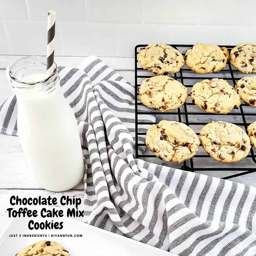 Chocolate Chip Toffee Cake Mix Cookies