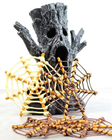 Chocolate Spider Web Pretzels
