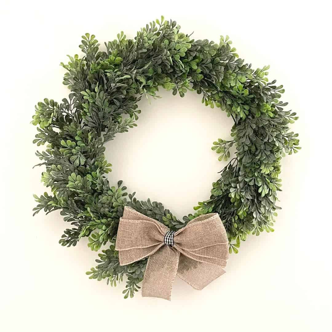 How to Make a Boxwood Wreath, a simple homemade DIY craft project that can be made with dollar store supplies.