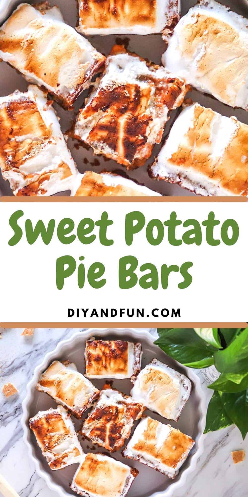 Tasty Sweet Potato Pie Bars, a simple dessert recipe made with sweet potatoes, a graham cracker crust and topped with marshmallows.