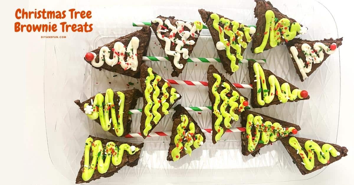 Christmas Tree Brownie Treats, an easy diy holiday inspired decorated chocolaty dessert recipe made brownie mix.