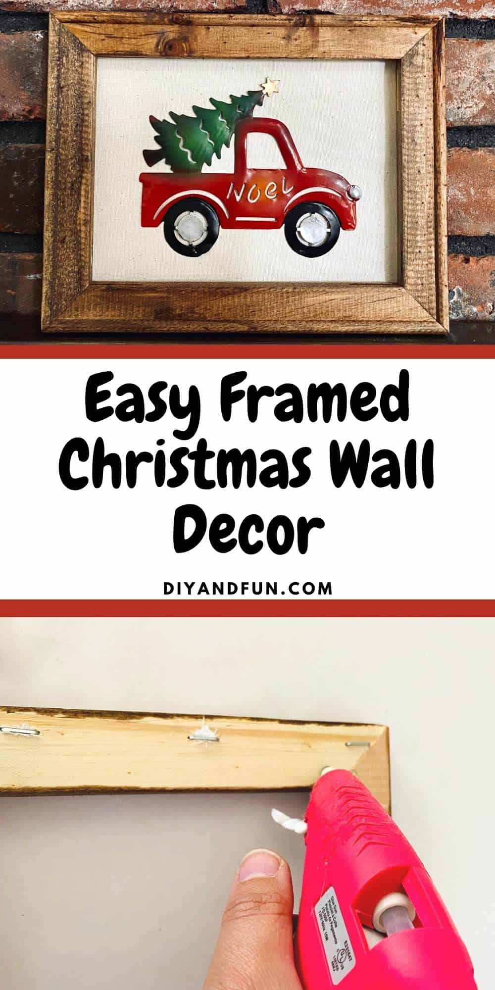 Easy Framed Christmas Wall Décor, a simple holiday inspired Dollar Tree Farmhouse Christmas Truck Reverse Canvas project.