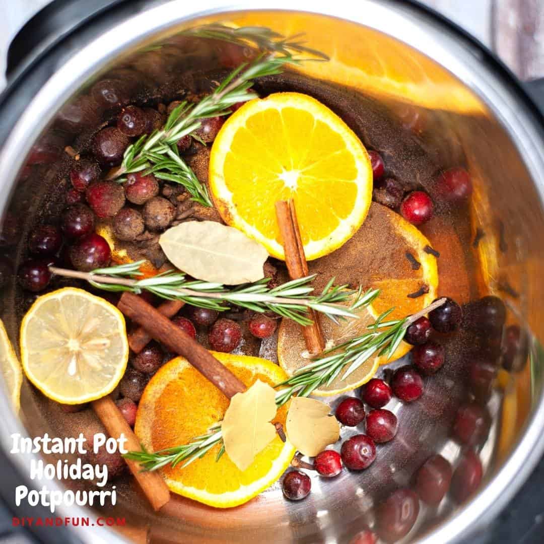 Homemade Instant Pot Holiday Potpourri, bring a festive Christmas inspired scent to your home . Includes stove top and slow cooker recipes.