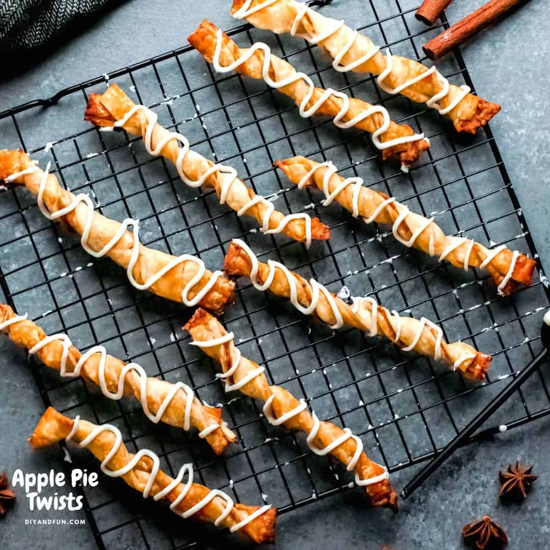 Easy Apple Pie Twists Recipe, a simple fall inspired dessert or treat recipe made with apples and puff pastry.