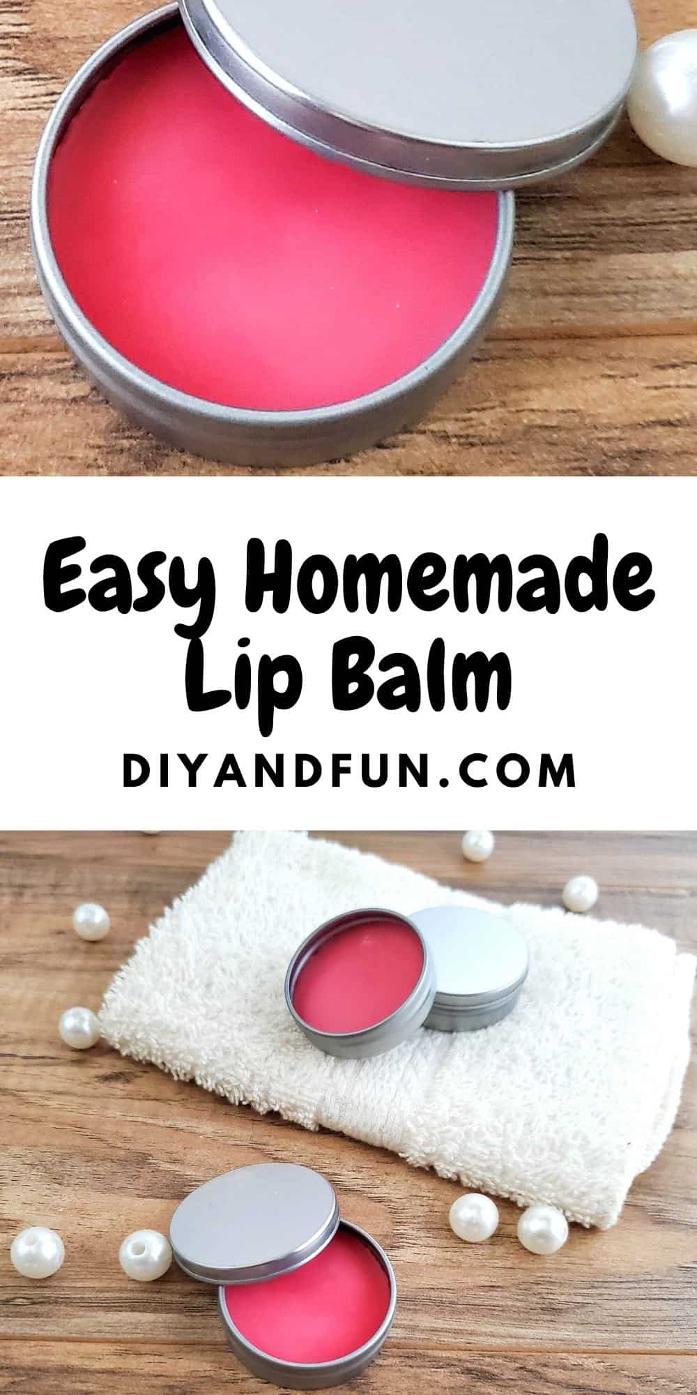 Easy Homemade Lip Balm, a simple four ingredient do it yourself project for making natural peppermint flavored lip balm.