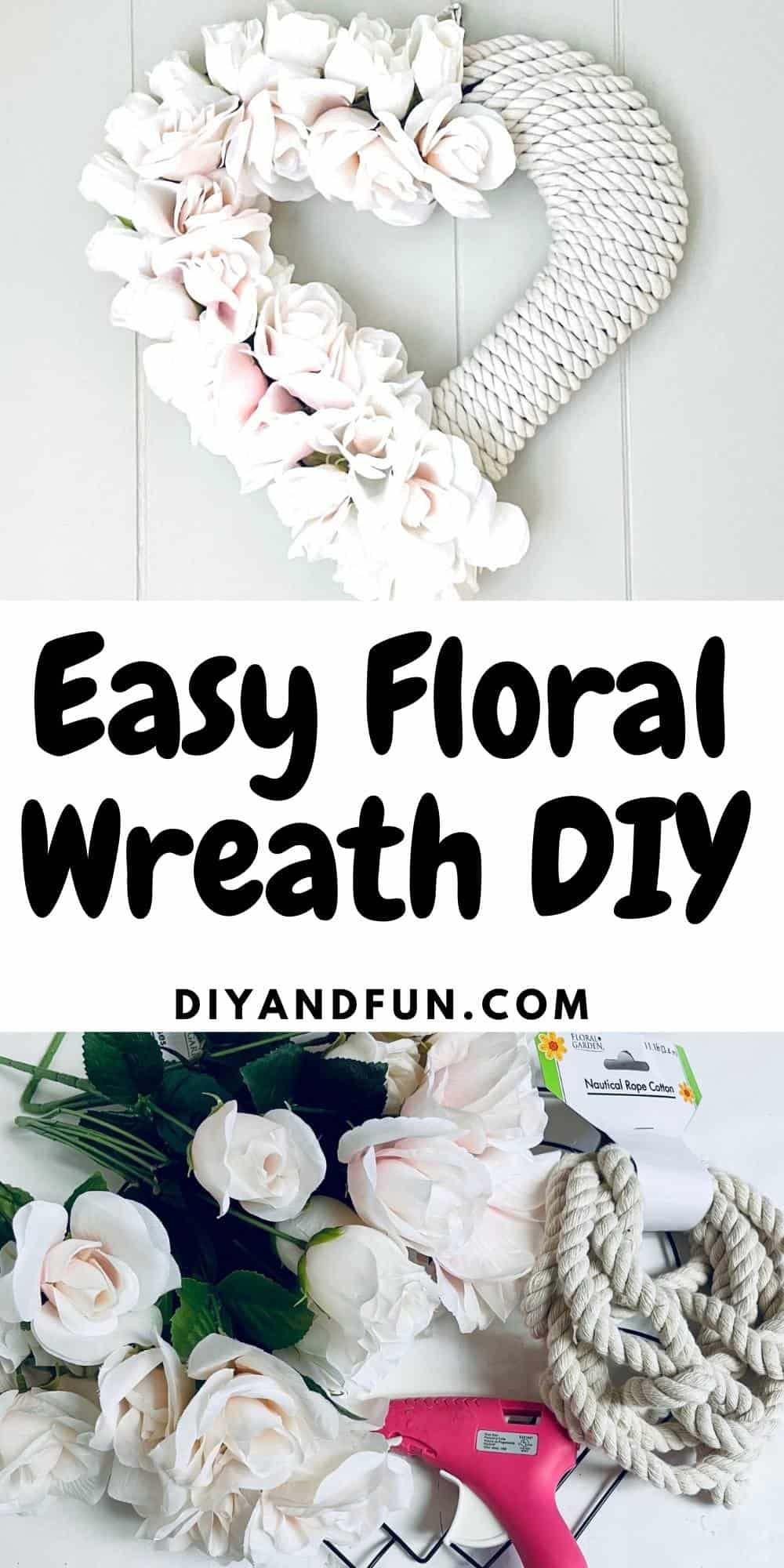 Easy Floral Wreath DIY, a simple do it yourself craft idea using inexpensive materials. Perfect for Valentines day or any time!