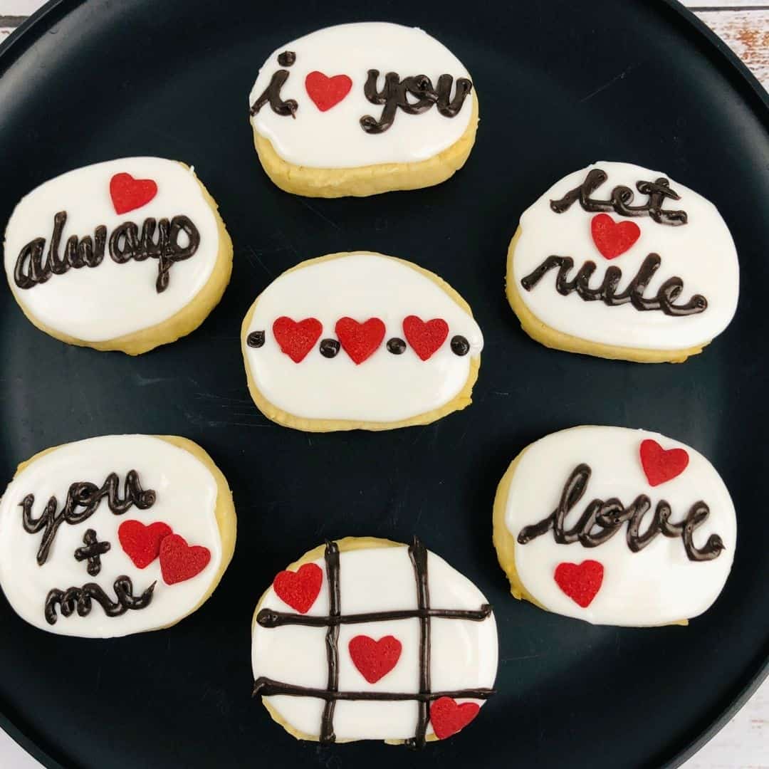 Valentines Day Message Cookies, a fun recipe idea for making a romantic or fun cookie for someone that has a saying on it .