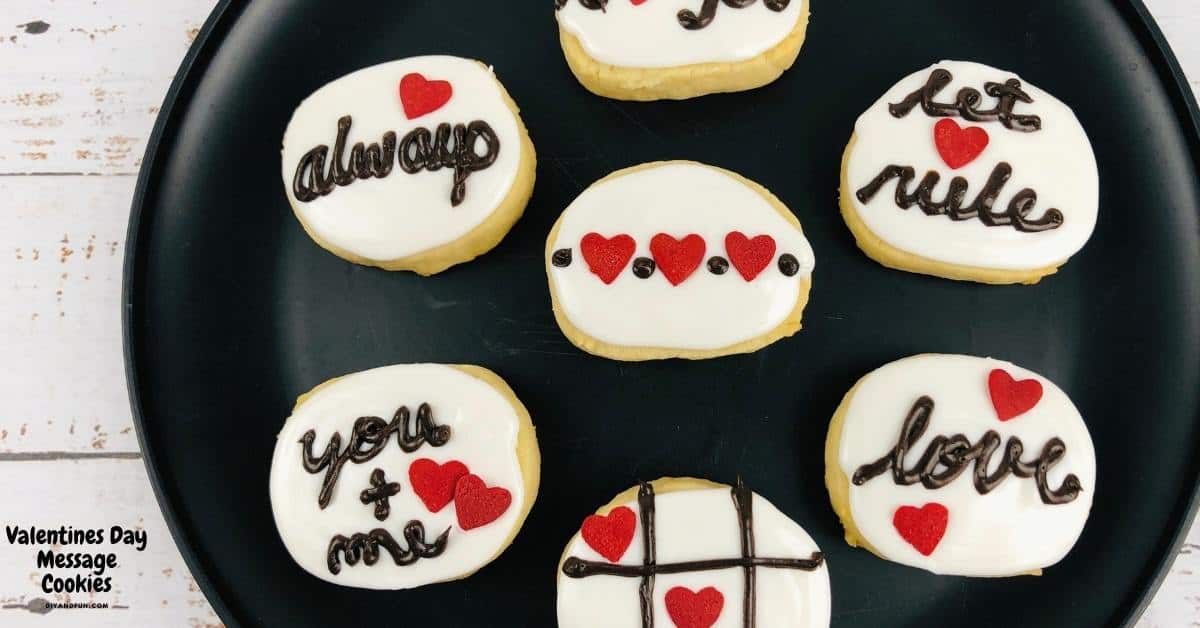 Valentines Day Message Cookies, a fun recipe idea for making a romantic or fun cookie for someone that has a saying on it .