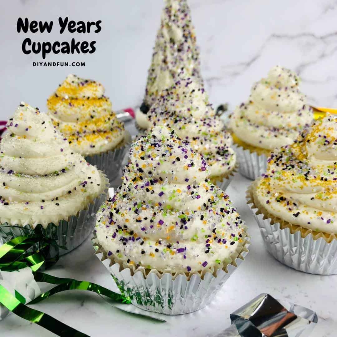 New Years Eve Cupcakes, a tasty and simple cupcake recipe idea made with champagne or sparkling cider alternative.