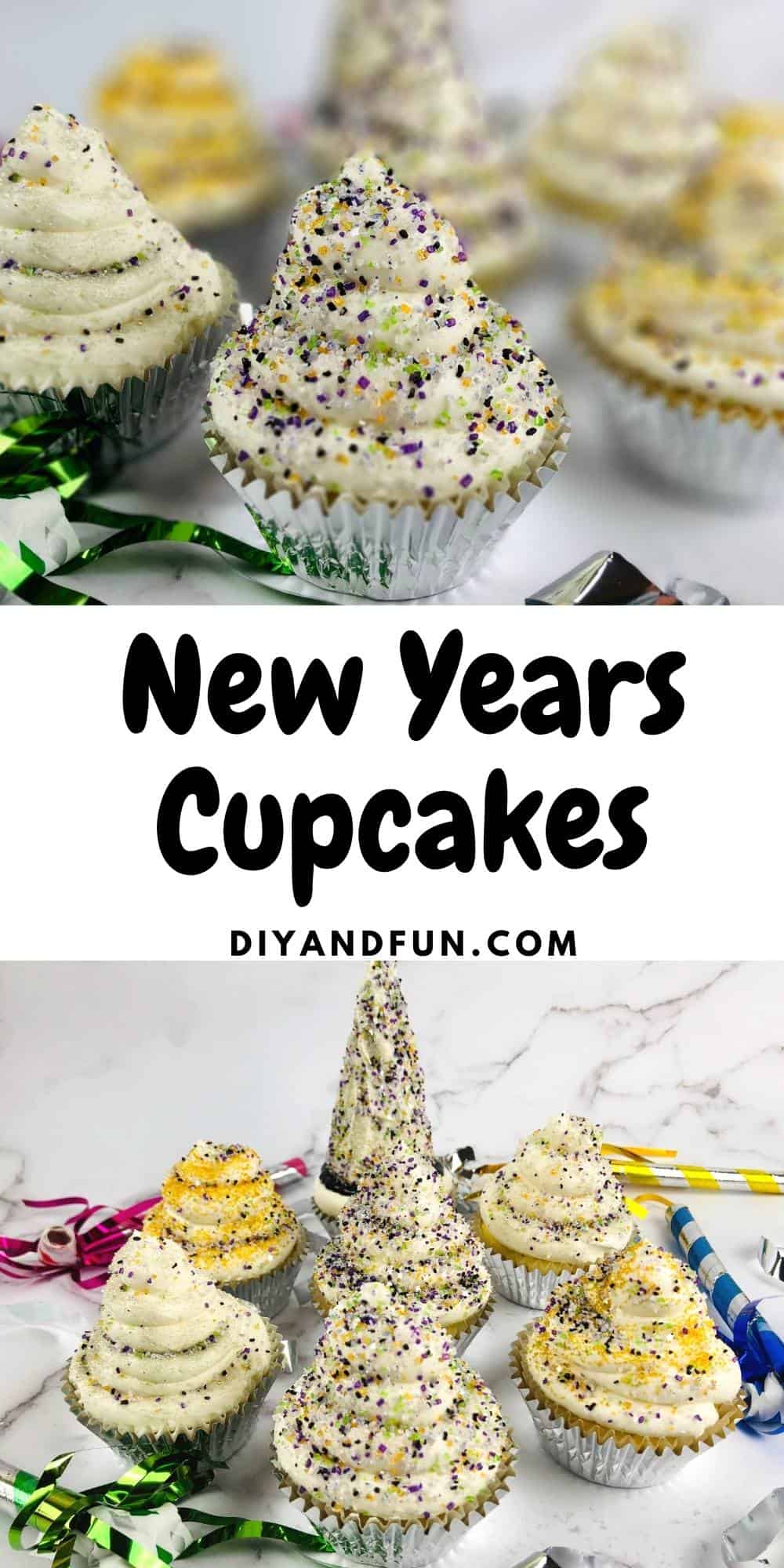 New Years Eve Cupcakes, a tasty and simple cupcake recipe idea made with champagne or sparkling cider alternative.