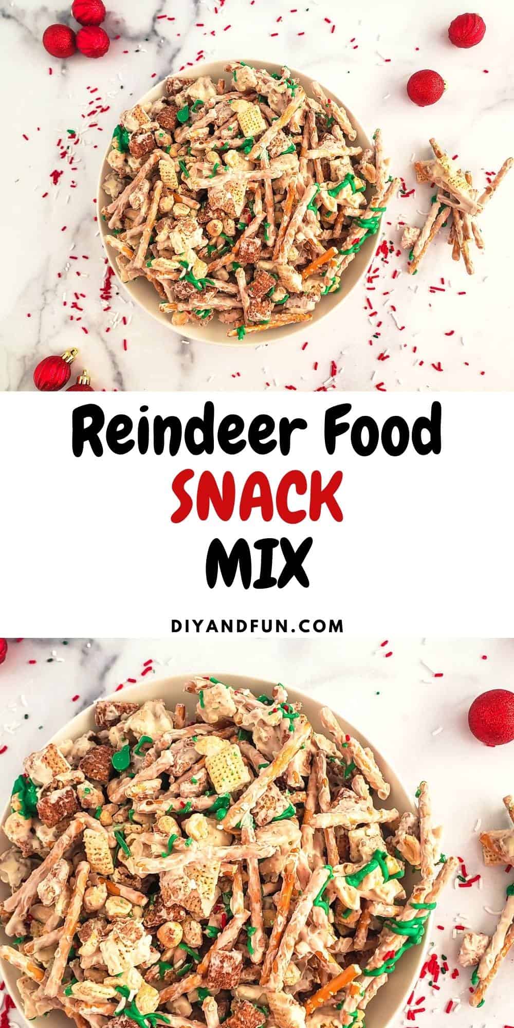 Easy and Tasty Reindeer Food SNACK MIX, a fun Christmas treat idea inspired by Santa to feed to his Reindeer.