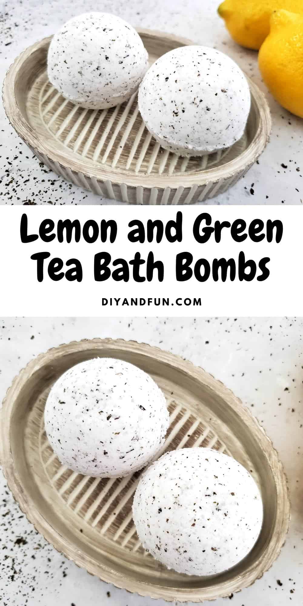 Lemon and Green Tea Bath Bombs, a simple do it yourself project idea for making a relaxing bath that is also soothing.