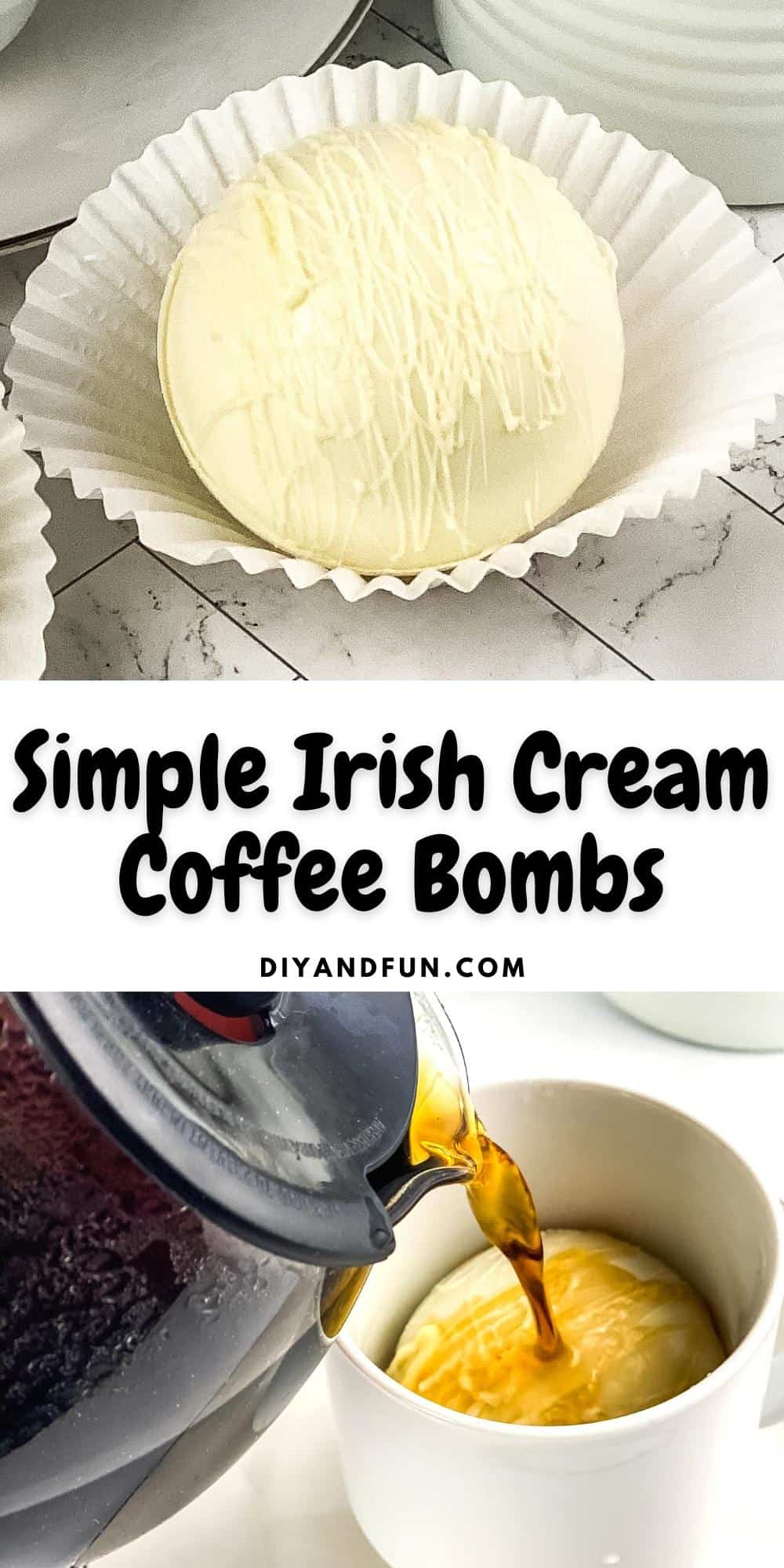 Simple Irish Cream Coffee Bombs, an easy recipe for making a flavorful addition to warm coffee. Includes creamer.