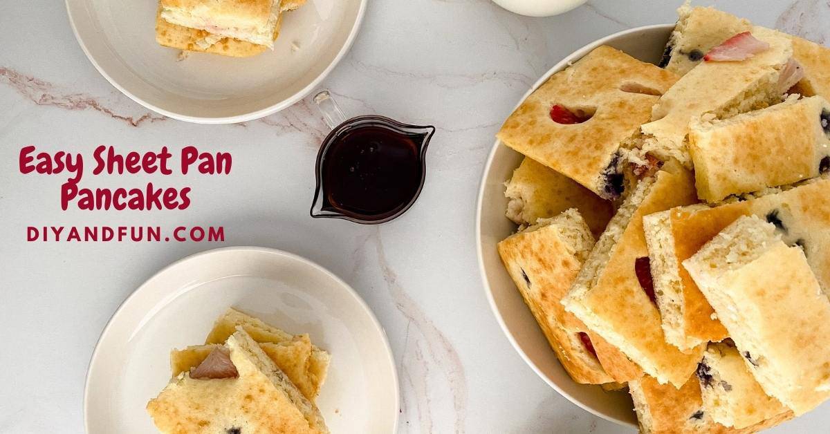 Easy Sheet Pan Pancakes, a simple recipe idea for making a tasty breakfast. Includes a low carbohydrate option.