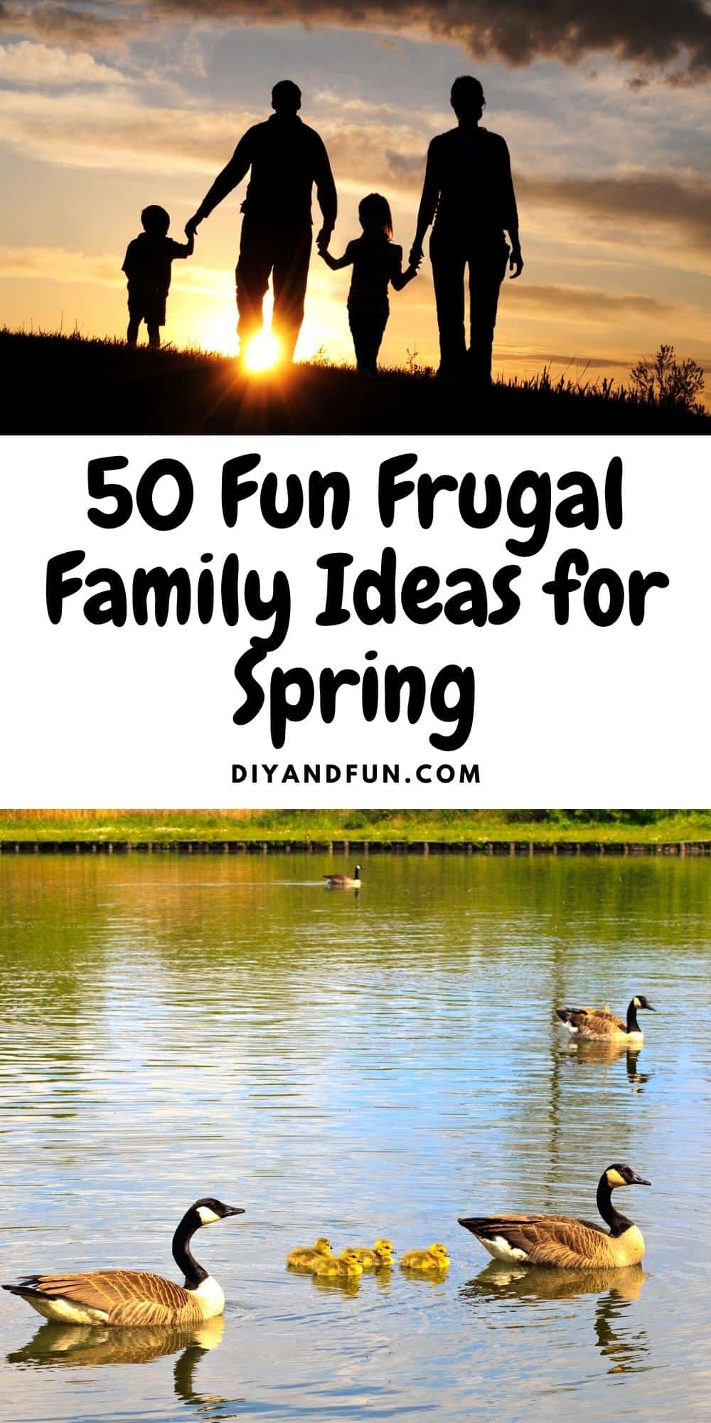 50 Fun Frugal Family Ideas for Spring, easy and frugal listing of fun ideas for most ages. Includes indoor and outdoors. Printable.