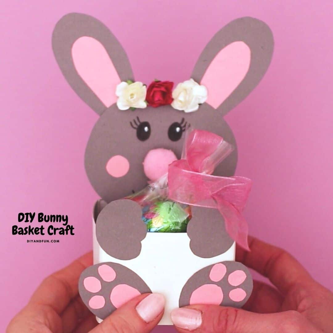 DIY Bunny Basket Craft, a homemade DIY craft idea for most ages turning an empty milk carton into an Easter Basket.