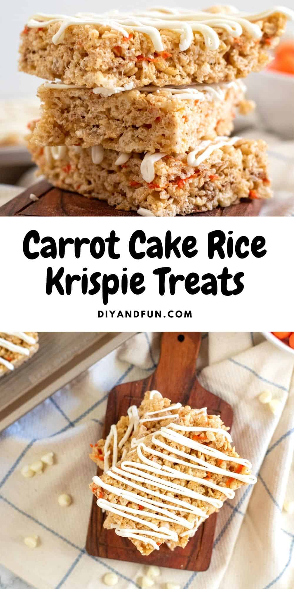 Carrot Cake Rice Krispie Treats, a yummy recipe for a cereal based dessert treat that is flavored with carrots.