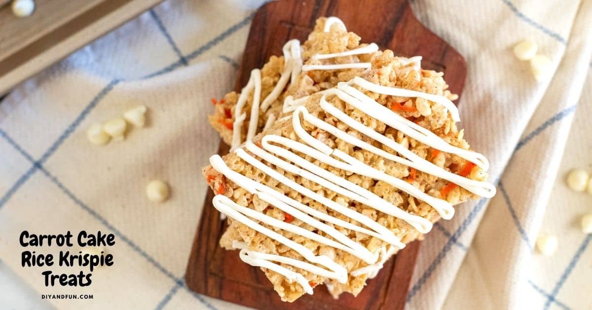 Carrot Cake Rice Krispie Treats, a yummy recipe for a cereal based dessert treat that is flavored with carrots.