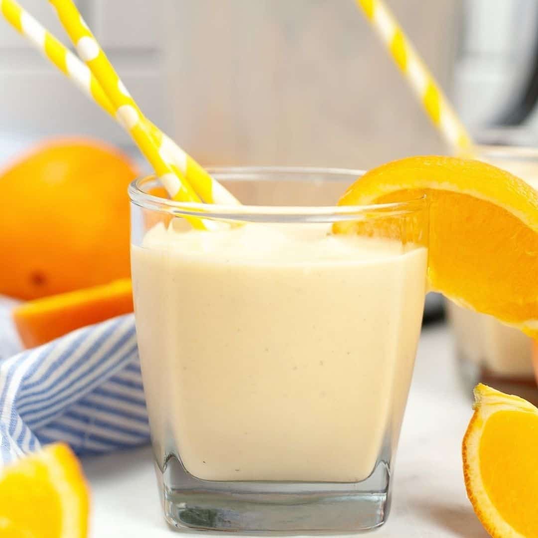 Orange Creamsicle Shake, a delicious homemade orange milk shake inspired by the frozen popular dessert idea.