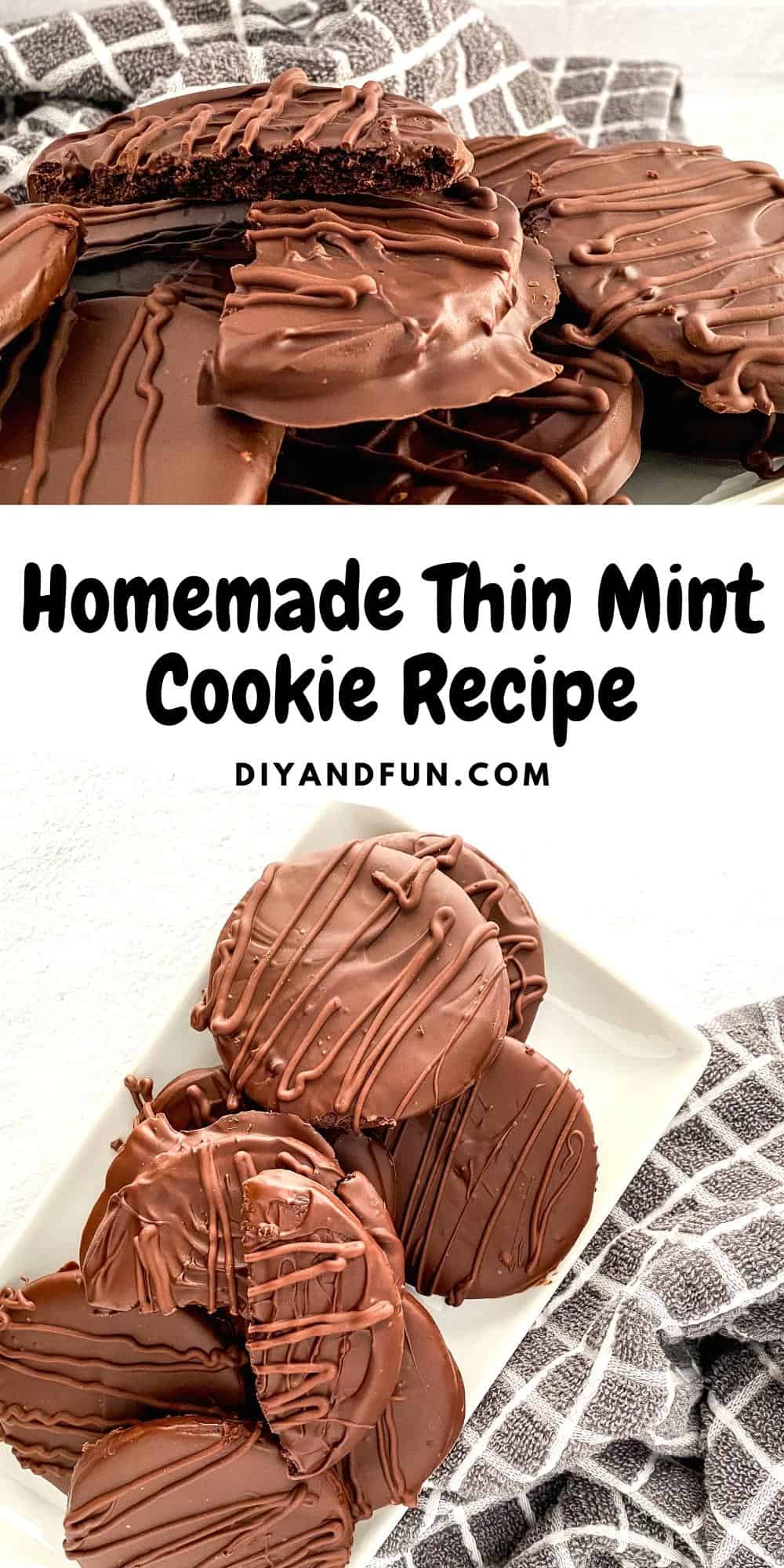 Homemade Thin Mint Cookie Recipe, a delicious recipe for making homemade copycat chocolate covered minty cookies.