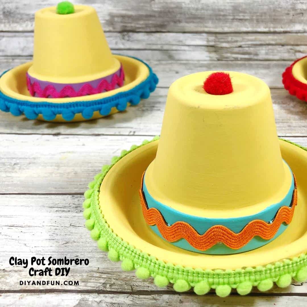 Clay Pot Sombrero Craft DIY, a simple homemade project for turning a terracotta clay pot into a hat for decor or garden use.