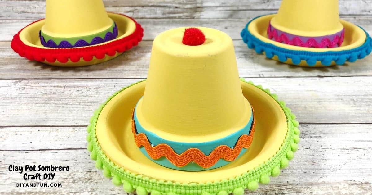 Clay Pot Sombrero Craft DIY, a simple homemade project for turning a terracotta clay pot into a hat for decor or garden use.