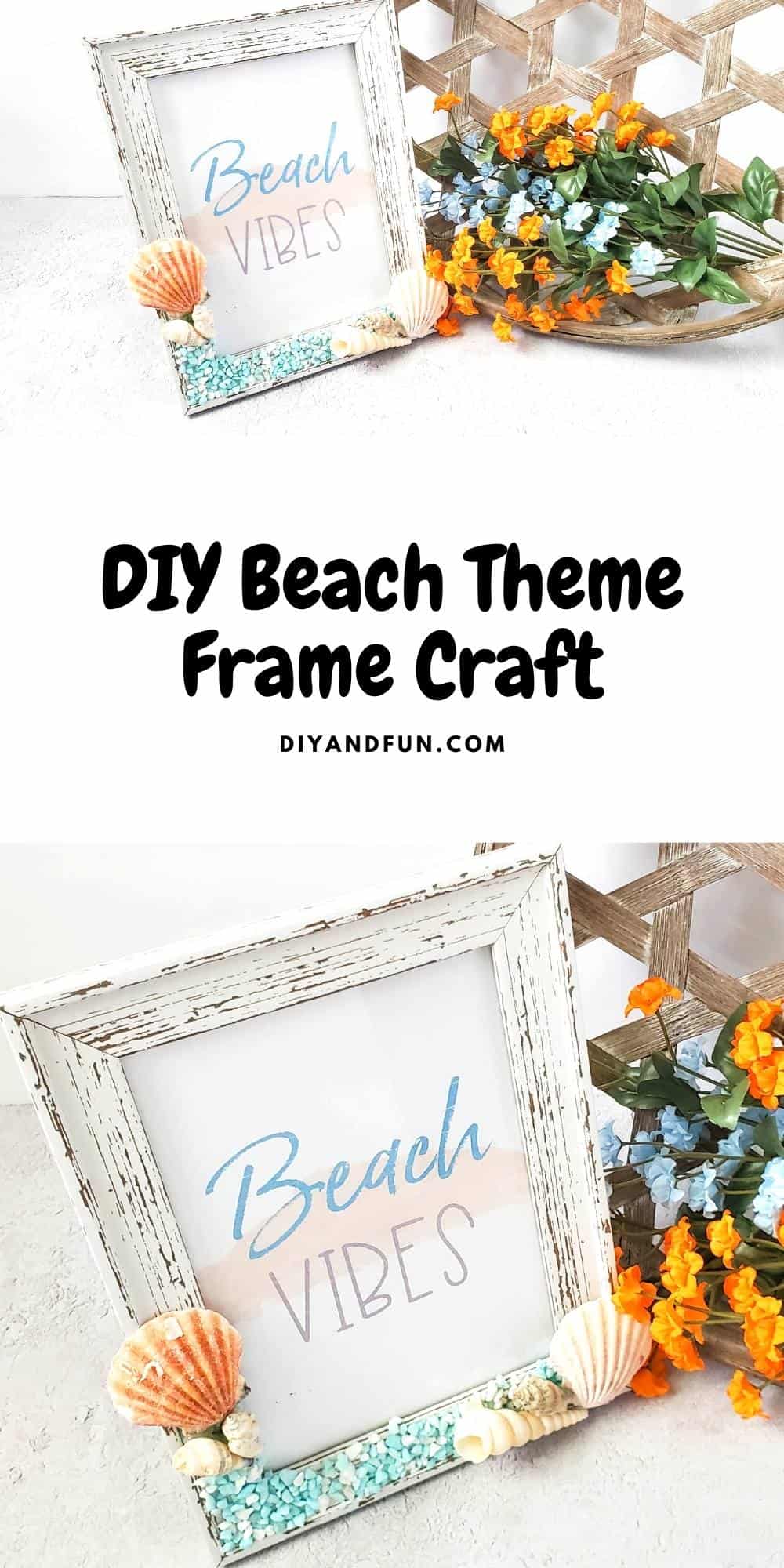 DIY Beach Theme Frame Craft, easy do it yourself project for decorating a picture frame with a beach theme.