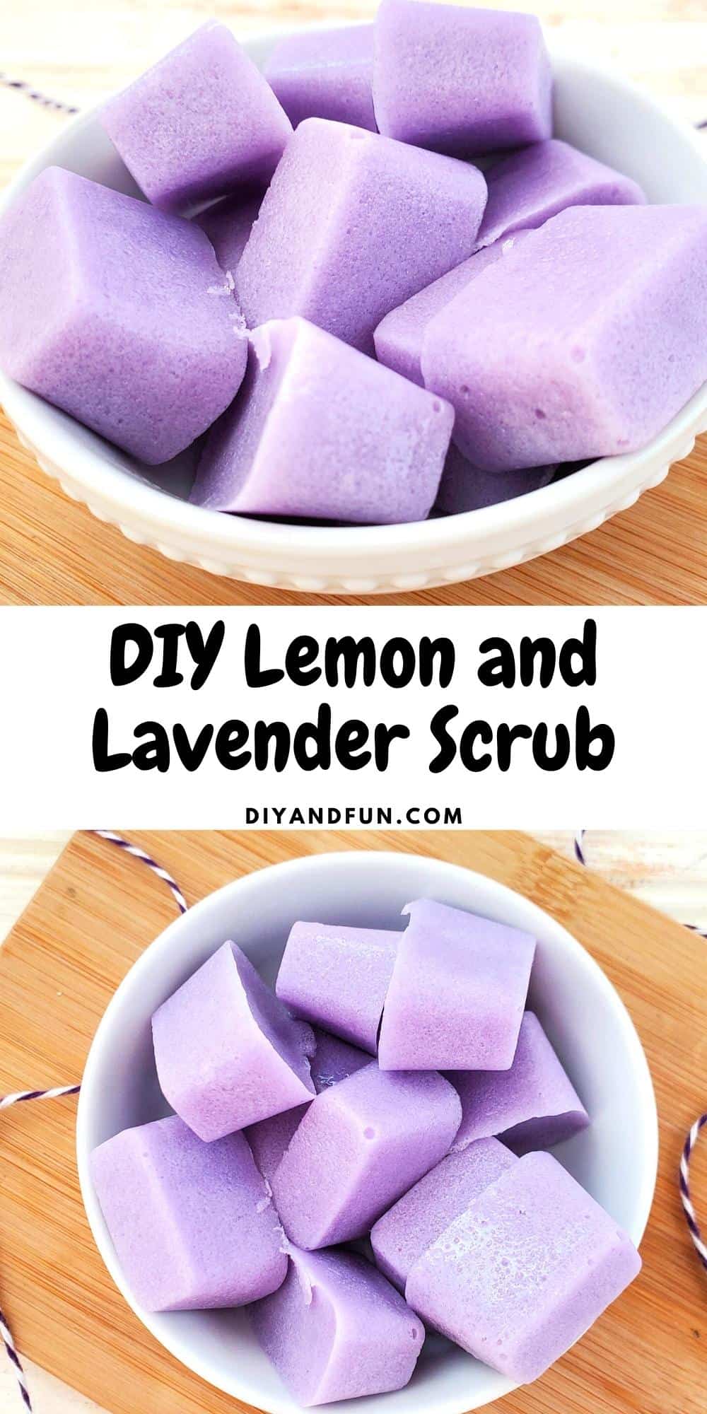 DIY Lavender and Lemon Sugar Scrub, a simple recipe for making homemade face and body that can be used as an exfoliant.