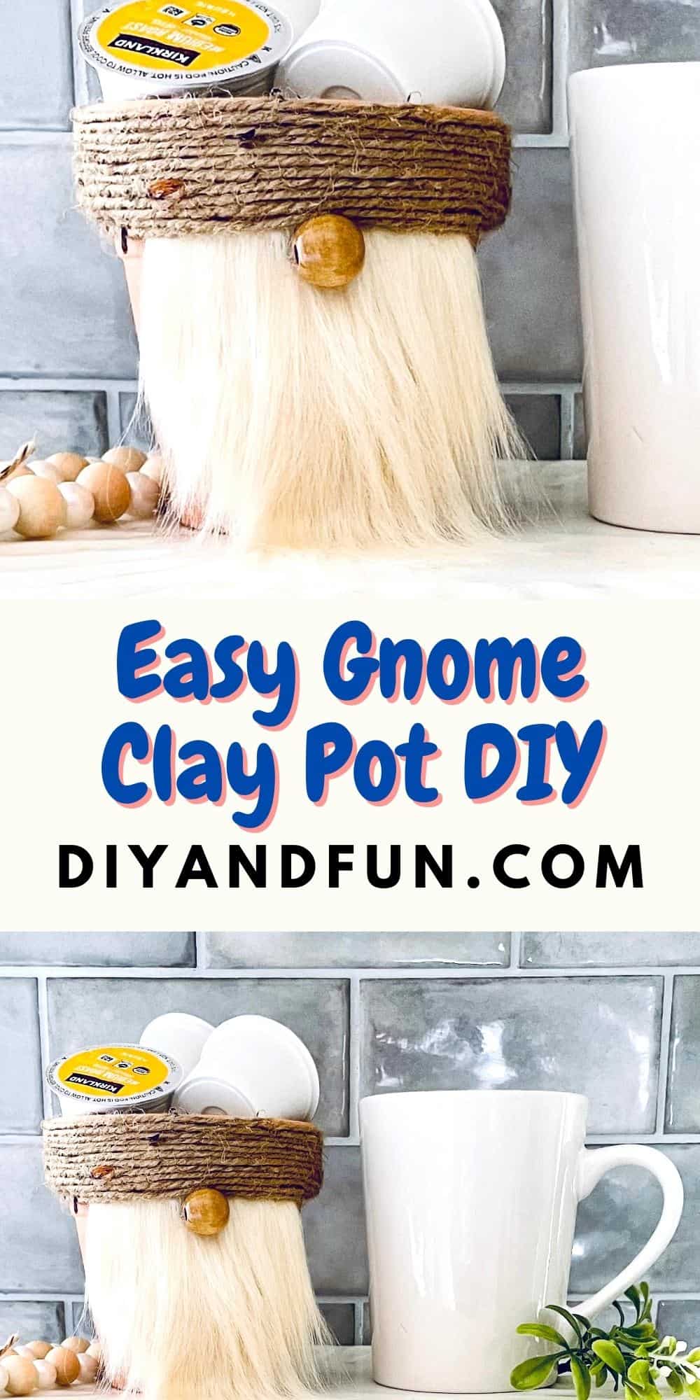 Easy Gnome Clay Pot DIY, dollar store craft, a simple DIY dollar store craft idea for turning a clay pot into a cute Gnome.