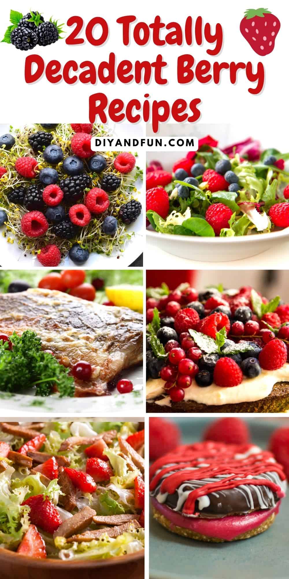 20 Totally Decadent Berry Recipes, an amazing listing of recipes that include desserts, keto, chicken, fish, and salads!