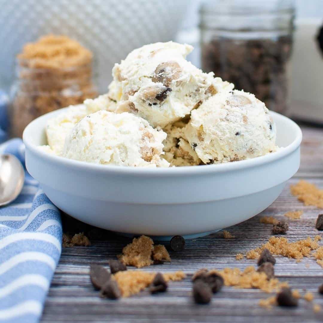 No Churn Cookie Dough Ice Cream, a simple recipe for making delicious homemade ice cream dessert using your freezer.