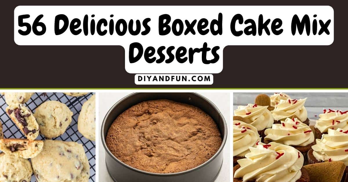 56 Delicious Boxed Cake Mix Desserts, a listing of freshly baked recipes made with cake mix. Includes many fall and keto recipe ideas.