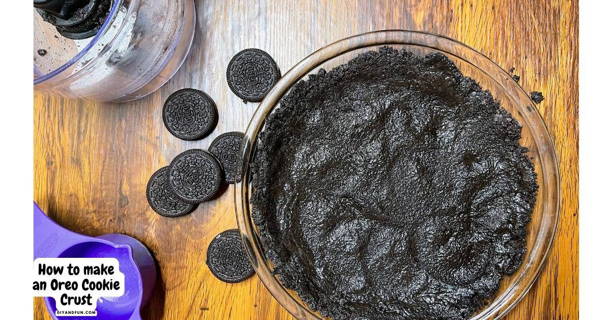 How to Make an Oreo Cookie Crust, a very easy two ingredient recipe for making tasty crust that can be used for pies and cakes.
