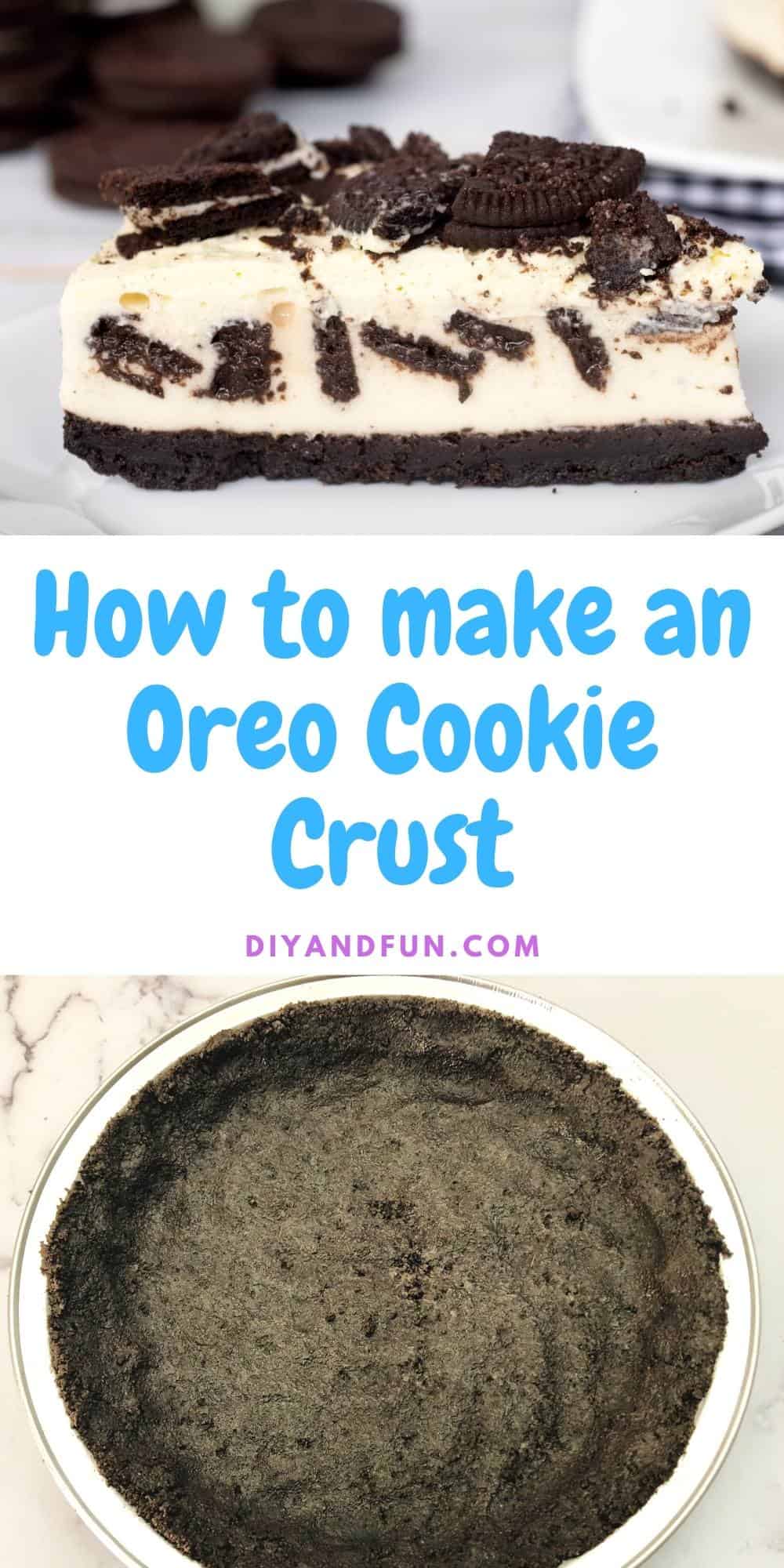 How to Make an Oreo Cookie Crust, a very easy two ingredient recipe for making tasty crust that can be used for pies and cakes.