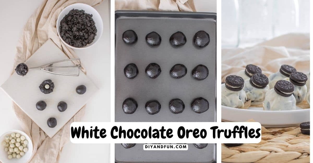 White Chocolate Oreo Truffles, a simple four ingredient recipe for making white chocolate coated dessert treats.