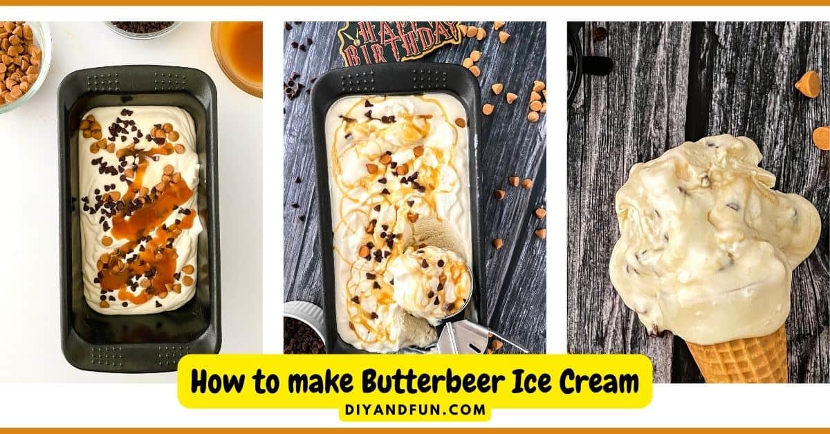 How to make Butterbeer Ice Cream, a simple and tasty no churn dessert recipe idea inspired by Harry Potter.