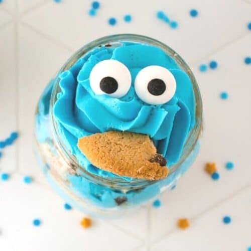 Cookie Monster Cake in a Jar