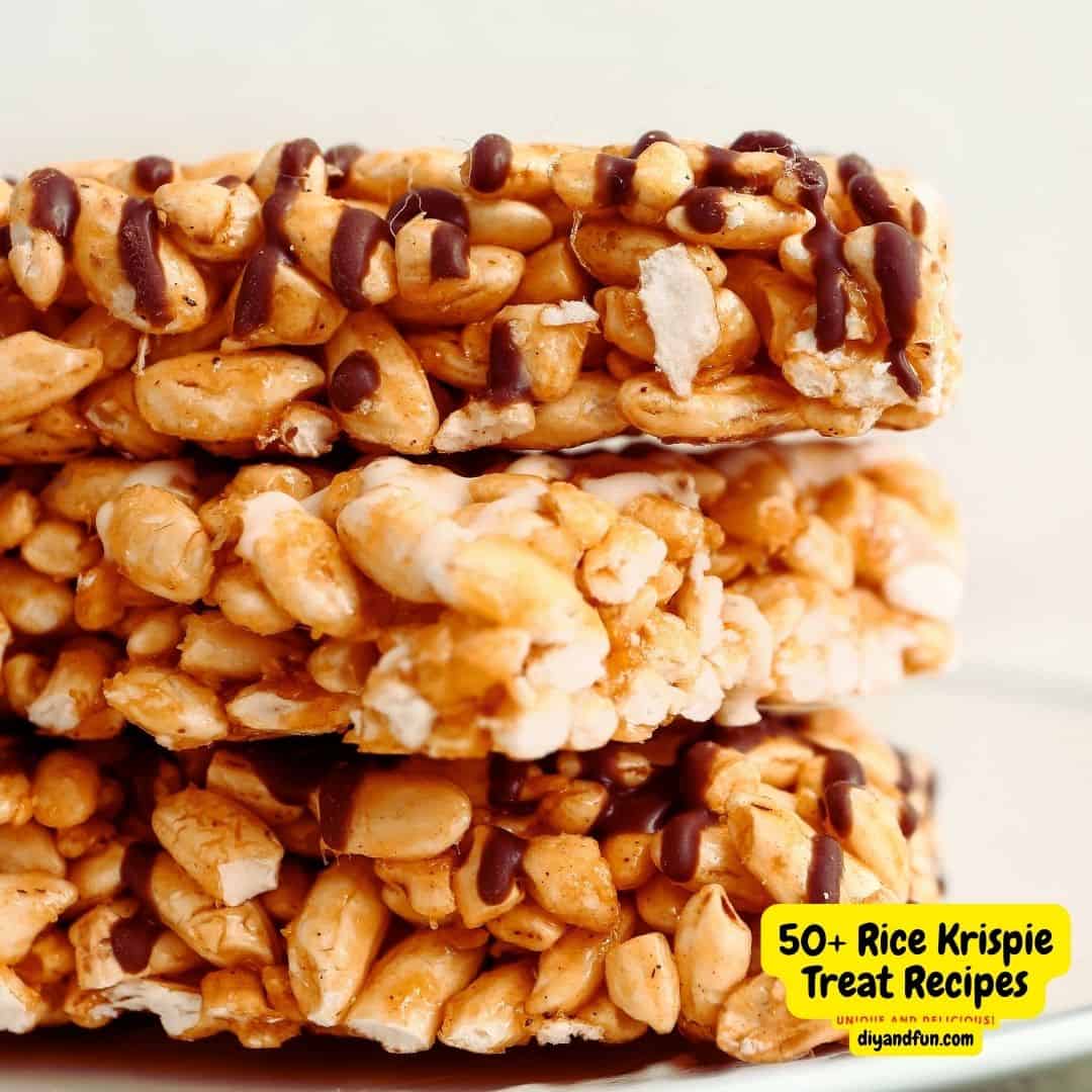 Over 50 Unique Rice Krispie Treat Recipes. A listing for yummy cereal treats including Classic, Holiday, Halloween, Vegan, Sugar Free.