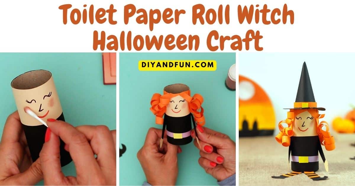 Toilet Paper Roll Witch Halloween Craft, a fun do it yourself idea for turning a empty paper roll into a cute witch.
