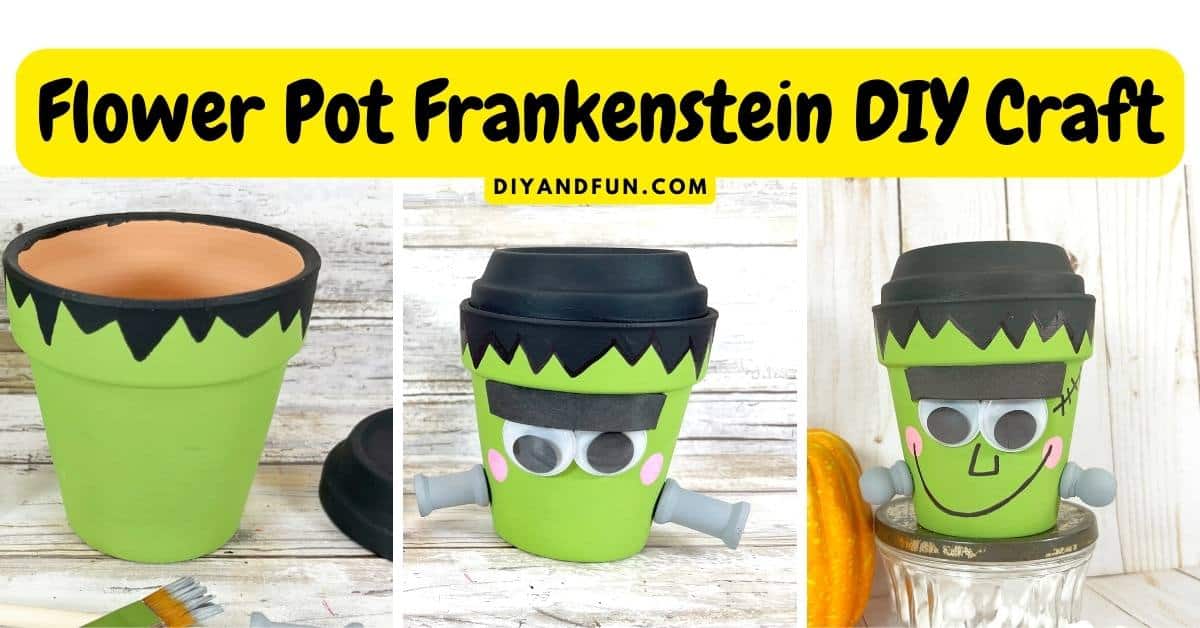 Flower Pot Frankenstein DIY Craft, A Simple Craft Idea For Turning A Dollar Store Clay Pot Into A Cute Halloween Monster. Most Ages.
