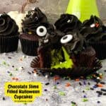 Chocolate Slime Filled Halloween Cupcakes