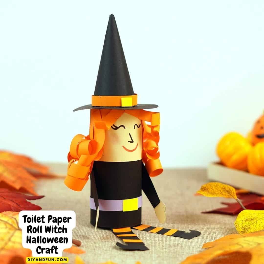Toilet Paper Roll Witch Halloween Craft, a fun do it yourself idea for turning a empty paper roll into a cute witch.