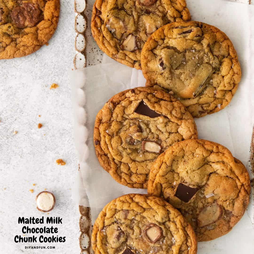 Malted Milk Chocolate Chunk Cookies,  a simple and delicious cookie recipe that tastes like the popular malted milk chocolate candy.