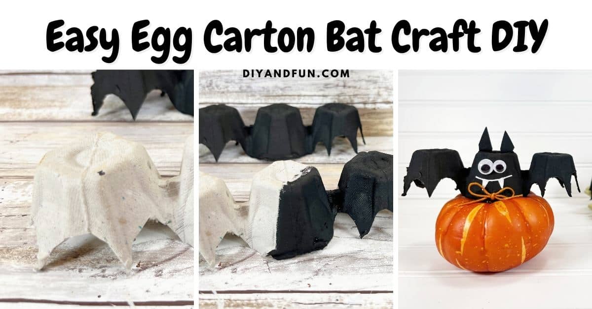 Easy Egg Carton Bat Craft DIY, a simple Halloween project for turning an egg carton into a bat. Most ages, dollar store materials.