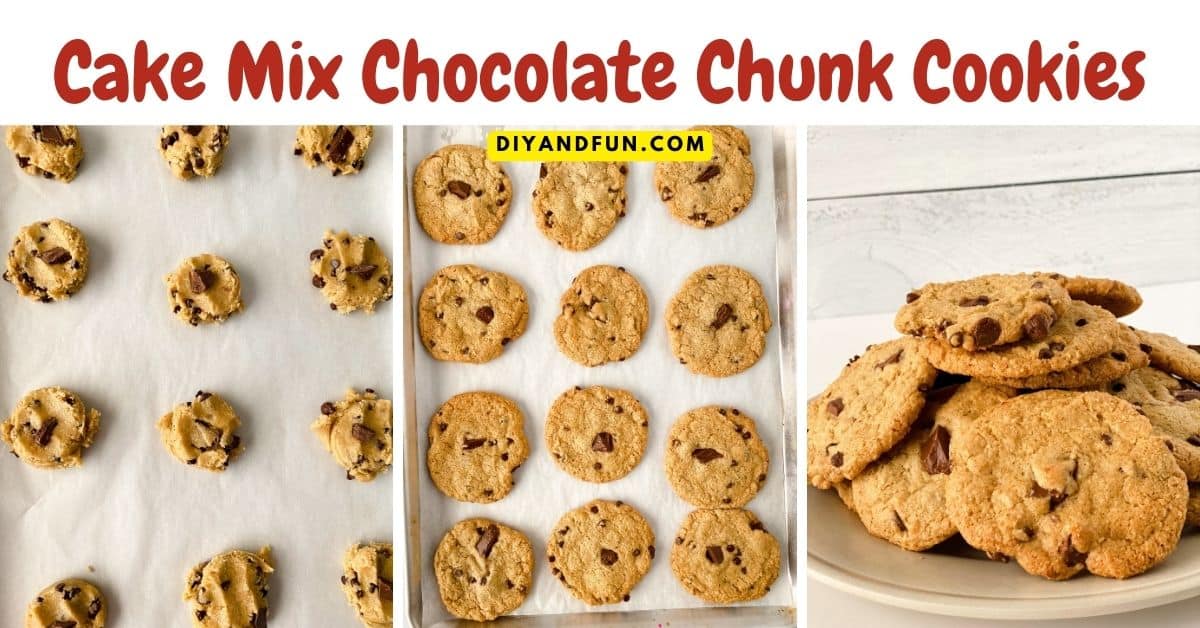 Easy Cake Mix Chocolate Chunk Cookies, a simple dessert or snack recipe for tasty cookies made with cake mix.