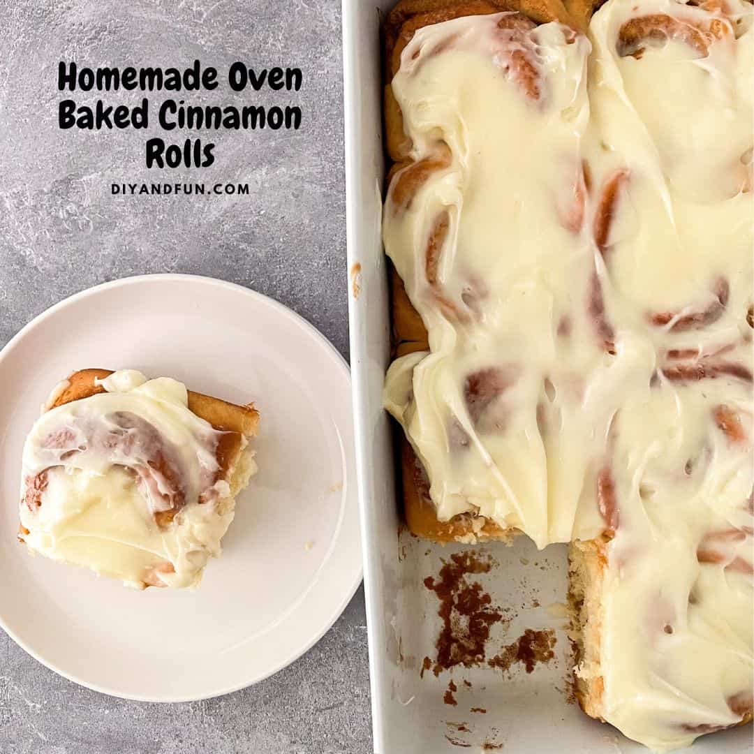 Homemade Oven Baked Cinnamon Rolls, a quick and simple breakfast or brunch idea for a crowd. Decadent, gooey, and sweet!