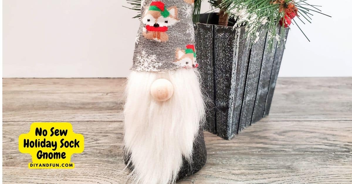 No Sew Holiday Sock Gnome, a simple homemade craft diy Christmas holiday project. Most ages, Dollar Store materials. 