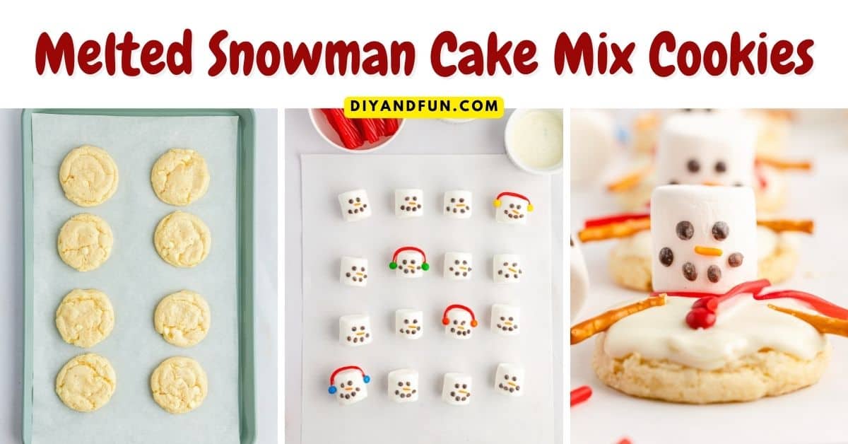 Melted Snowman Cake Mix Cookies, a simple Christmas or holiday dessert or treat recipe for making cookies that look and taste festive!
